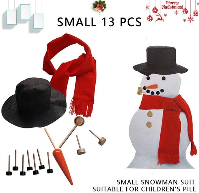 طقم رجل الثلج 13 قطعة مع وشاح أحمر وقبعة سوداء علوية لتزيين الهواء الطلق في عيد الميلاد - Image 2